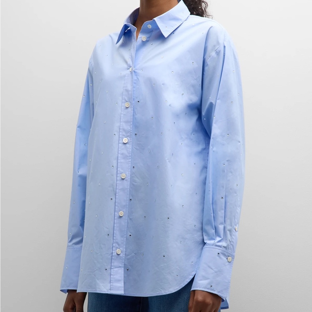 ✨ FRAME The Oversized Rhinestone Organic Cotton Shirt